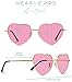 WearMe Pro Women Metal Heart Frame Mirror Lens Cupid Heartshape Sunglasses (Mirror Pink Lens, 55)