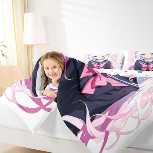 Image of Erosebridal Kawaii Japanese Girl Comforter Set Cartoon Anime Gifts Bedding for Kids Boys Girls 3D Japanese Style Bedding Comforters & Sets Sailor Suit Uniform Girl Design Duvet Set Queen Size