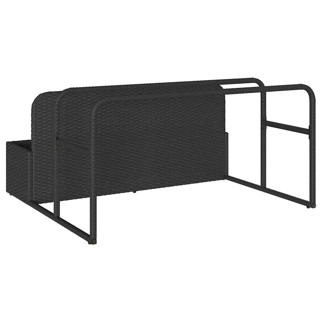 Solivagant Pool Aufbewahrungsbehälter Schwarz 110x100x57 cm Poly Rattan, Haushaltsbedarf,Aufbewahrung Ordnungssysteme, 9.8 kg-4104088