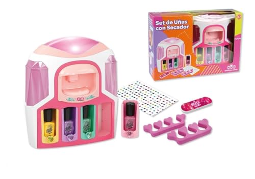 Jugatoys - Estudio de uñas Infantil - Kit de manicura con máquina - Decora Tus uñas - 4 pintauñas Diferentes y Accesorios - para niños y niñas a Partir de 3 años - Set de uñas Completo