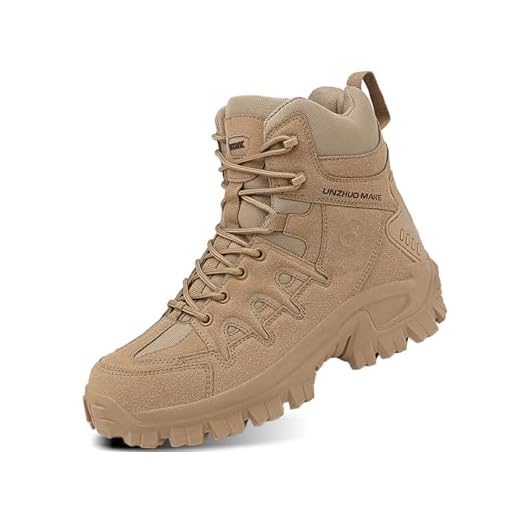IYVW KKK 1201 A Bottes militaires pour Homme Mid Haute durabilité Lacets Bottes Durable Imperméable Armée Combat Chaussures Respirant Tactique de Randonnée Jaune désert 42 EU