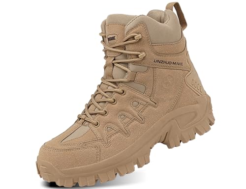 IYVW KKK 1201 A Bottes militaires pour Homme Mid Haute durabilité Lacets Bottes Durable Imperméable Armée Combat Chaussures Respirant Tactique de Randonnée Jaune...