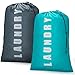Isink Laundry Bag,2 Pack Travel Laundry Bags for Dirty Clothes,Large Laundry Bags for Camping & Traveling,Dirty Clothes Travel Bag,24" x 36" (Cyan + Gray)