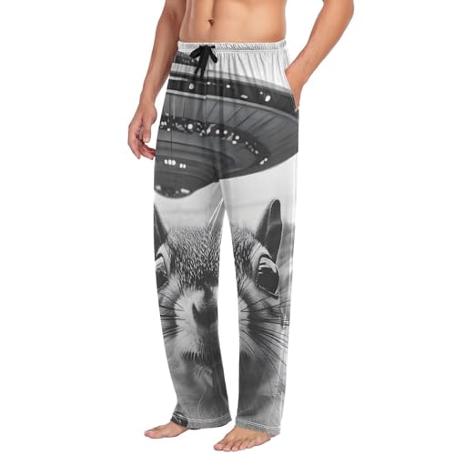 Squirrel Surprise Funny Pajama Pants for Men Men's Separate Bottoms, Lounge Pants with Pockets S4