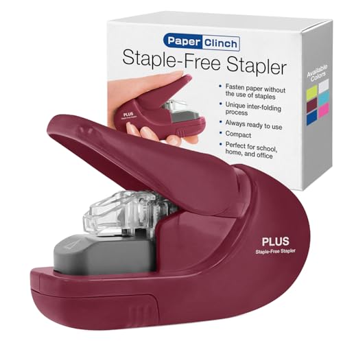Plus Paper Clinch Burgundy Stapler