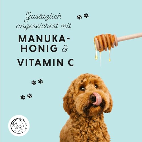 Annimally Bronchial Liquid für Hunde mit Manuka Honig I Bronchial Plus 100ml Saft für Atemwege beim Hund - Reich an Thymian, Echinacea, Salbei & 9 weiteren Atemkräutern