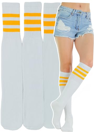 Image of ToBeInStyle Unisex Knee High Cotton Tube Athletic Thick Socks w /Stripe Top