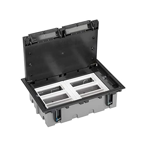Boîte de sol 90mm encastrable graphite pour prise électrique et câble réseau
