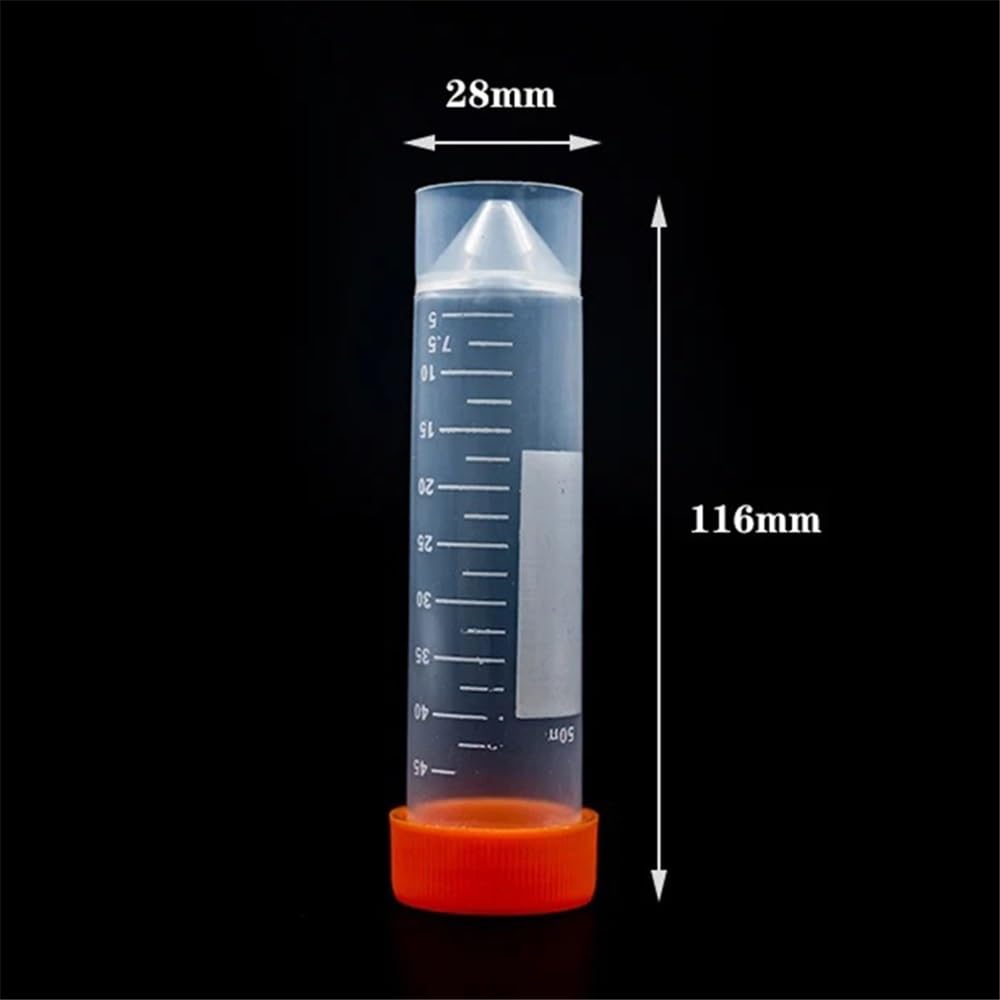 Laborglaswaren 10 Stücke 50 Stücke 100 Stücke 50 ml Kunststoff Zentrifugenröhrchen mit Schraubverschluss und Skala Laborbedarf(Orange Caps (100pcs))