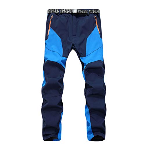 Homme Pantalon Softshell Doublé Polaire Coupe-Vent Imperméable Outdoor Sport Camping Randonnée Trekking Pantalon Thermique d'hiver Pantalon de Montagne Neige Escalade,Bleu,L Cover