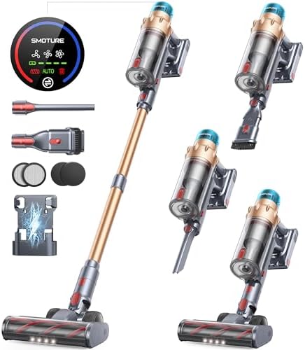 Cordless Vacuum Cleaner, 650W 55KPA 70 Mins Runtime Self-Standing Vacuum Cleaners for Home, Stick Vacuum with Charging Dock Station Removable Battery, Handheld Vacuum for Pet Hair/Carpet/Floor