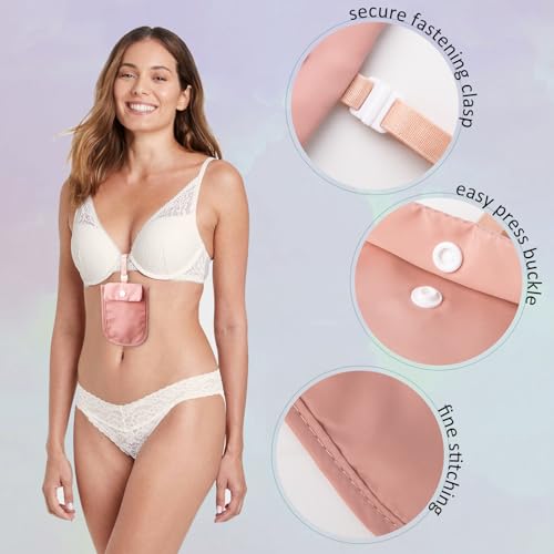 Image of Hidden Bra Wallet - Undercover Travel Pouch with Adjustable Elastic Strap for Credit Cash,Cards, and Valuables - Secret Stash Pocket for All Bra Sizes (pink)