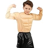 Sanfly Traje de Camisa con músculos para Hombres, Camisa con músculos Falsos para niños, Culturista, Accesorio de Disfraz de Halloween para Accesorios de Maquillaje Acolchados
