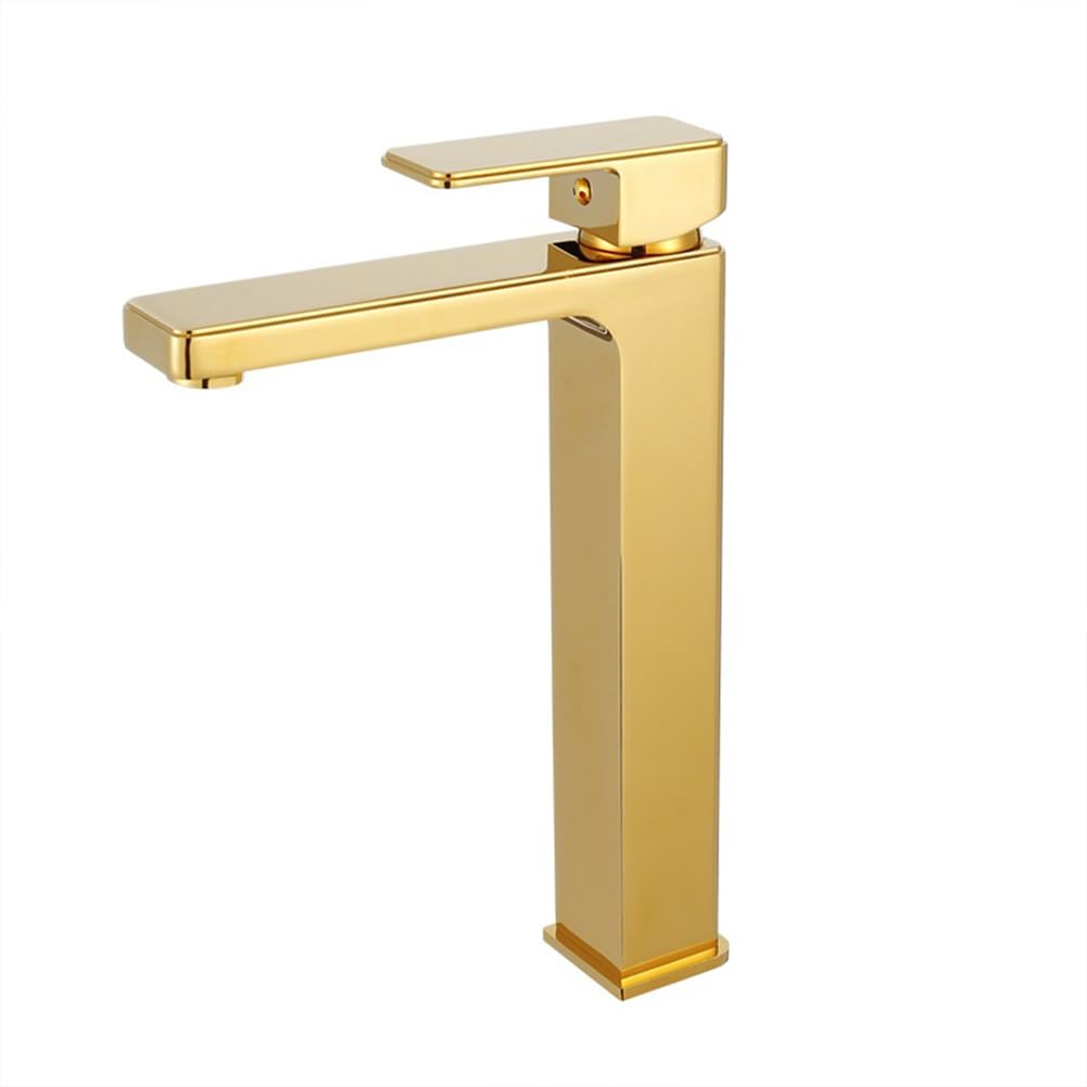 Mitigeur monocommande eau chaude froide en laiton doré pour grand robinet de lavabo