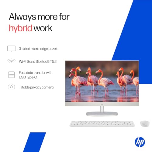Image of HP All-in-One, Intel Core Ultra 7 155U (16GB DDR5,1TB SSD) IPS, 300 nits, Touch, Anti-Glare, FHD, 27inch(68.6cm), Win11, M365*, Shell White, 6.72kg, FHD IR tilt Camera w /Privacy shuttter, 27-cr1418in