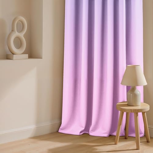 Image of Ultimate Trends Room Darkening Ombre Curtain | Polyester Gradient | Room Doors and Window| 9 FEET Pack of 1,Periwinkle Blush