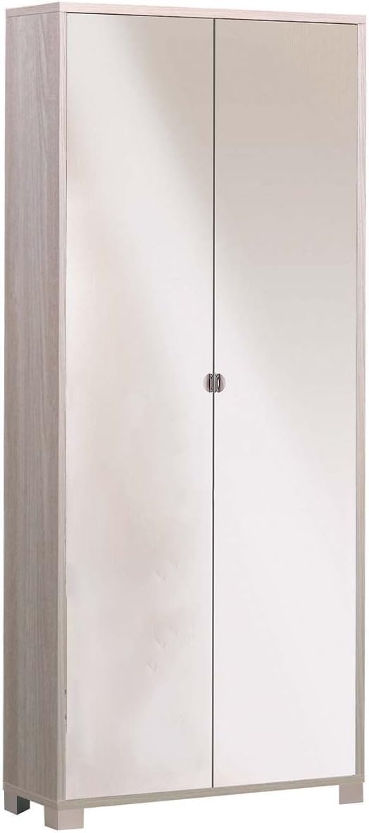 Sarmog Kit Armadio con 2 ante, Armadio salvaspazio, Armadio camera da letto, Design contemporaneo, Armadio salvaspazio H190 L83 P29 (Specchio, Olmo/Olmo)