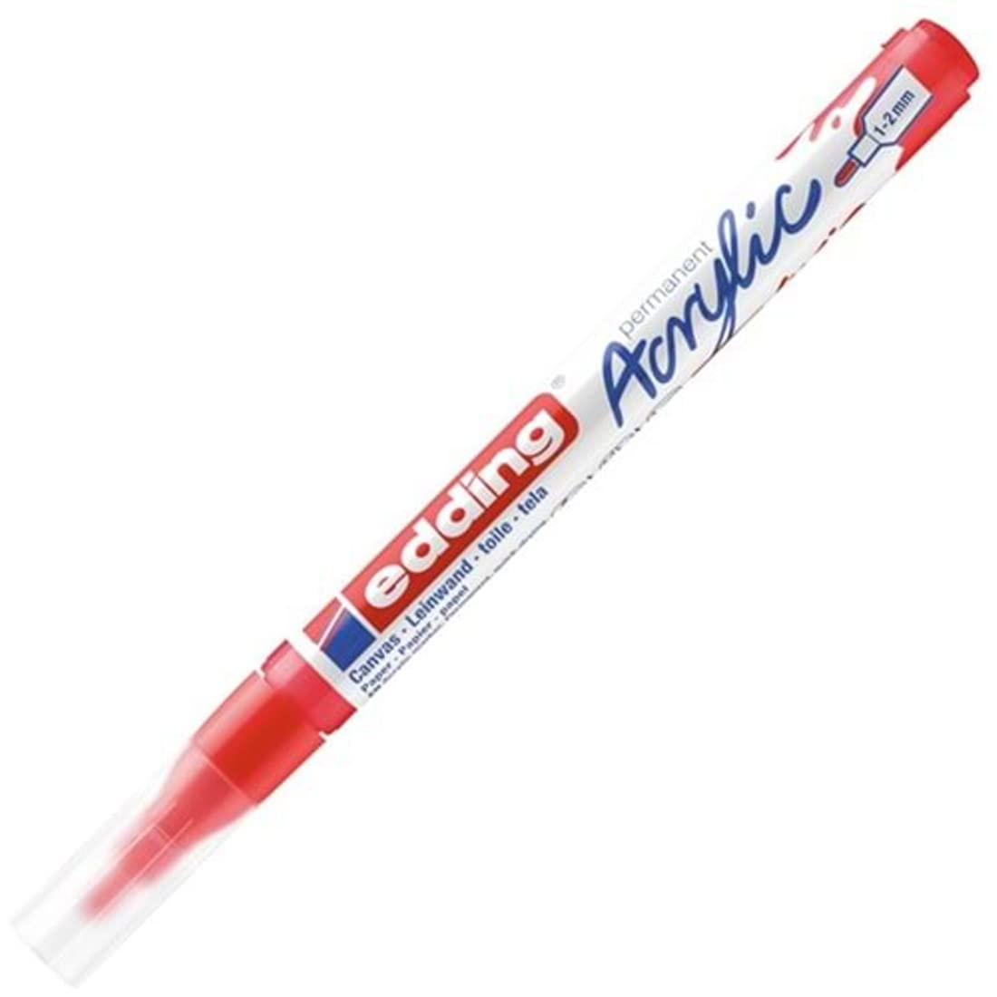 edding 5300 akrilik markör ince - kırmızı - 1 su geçirmez akrilik markör - ince yuvarlak uçlu 1-2 mm
