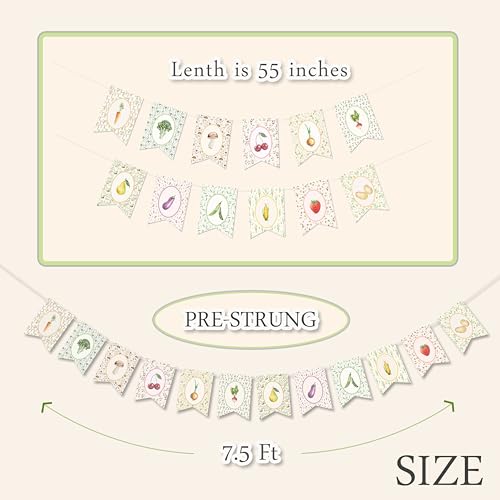 Image of Locally Grown Baby Shower Bunting Banner, Vegetable Farmer's Party Decorations for Kids Produce Stand Farmers Market Bridal Shower Party Bachelorette Garland Decorations.