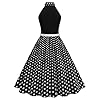 50s Style Dresses for Women Vintage Sleeveless Tie Neck Swing Dress 1950s Polka Dot Dresses Midi Retro Audrey Hepburn Church Tea Party Dress for Cocktail Evening Pin Up Black M #2