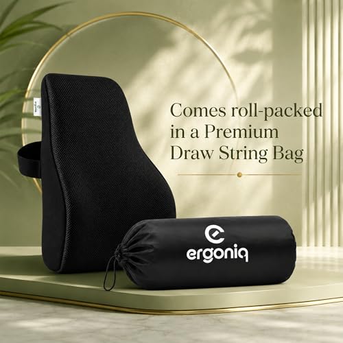 Image of Memory Foam Lumbar Back Support Cushion for Office Chair & Car Seat | Ergonomic Lower Back Pillow for Posture Support & Sitting Comfort | Breathable Cover | 1 Year Warranty (Black)