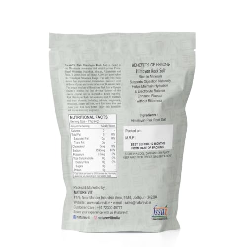 Image of NatureVit Whole Pink Rock Salt 1 kg | Himalayan Rock Salt Chunks | Pure & Natural Mineral-Rich Sendha Namak | Ideal for Cooking & Detox Use