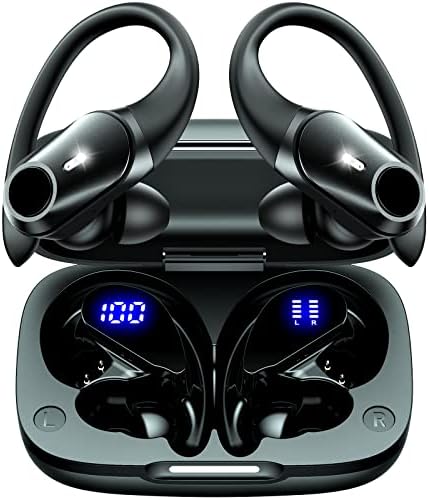 （06:30時点） GOLREX イヤホン bluetooth ワイヤレスイヤホン 耳掛け式 ぶるーとゅーす イヤフォン 最大40時間再生 Hi-Fi音質 AAC対応 LEDディスプレイ 物理ボタン誤操作なし 落ちない 快適装着感 ランニング スポーツ IPX7防水 片耳/両耳モード QI/Type-C充電 通勤通学/WEB会議に適用 iOS/Android 黒い