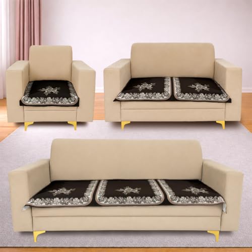 Image of Homerz Premium 'Luxe Series' Sofa Cover | Holland Velvet Fabric | Smooth Finish | Anti-Slip Fleece Backing Couch Protector (Royal, 6 (3+2+1) Seater, Only Seat Cover)