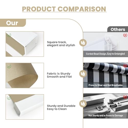 Image of Motorized Blinds with Remote Control 95% Blackout Electric Zebra Blinds for Windows Compatible with Alexa Google for Home Office Champagne, Custom Sizes