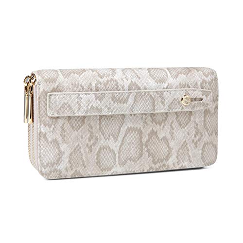 Daisy Rose Dual Zipper Phone Clutch and Wallet for Women - RFID Blocking, PU Vegan Leather Multi-Card Organizer