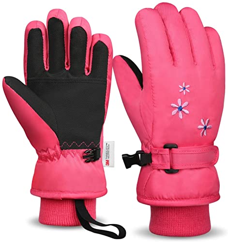 7-Mi Kids Gloves Winter, 7-Mi 3M Thinsulate Cold Weather Warm Touchscreen Ski Gloves Waterproof -Snow Gloves For Kids Boys Snow Gloves cover