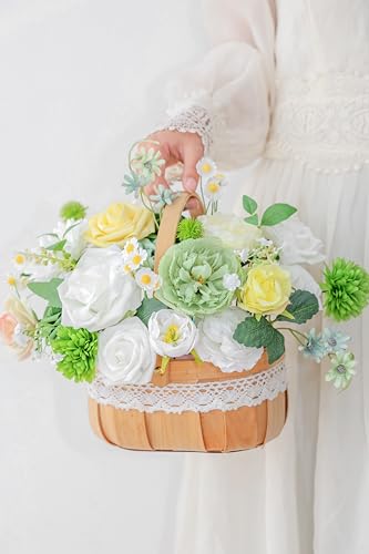 LITOYNAN Artificial Flowers, White Green Fake Silk Flower, Silk Flowers with Stems, Wedding Cake Flowers for DIY Wedding Bridal Bouquets Centerpieces Decor — view 6