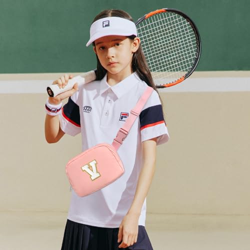 Image of COSHAYSOO Pink Fanny Pack for Girls Purse Crossbody Belt Bag with Initials, Personalized 6 7 8 9 10 11 12 Year Old Teen Girl Birthday Gift Ideas Christmas Gifts Preteen Tween Trendy Stuff Letter V