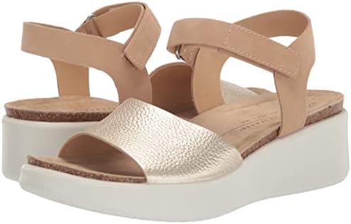 ECCO Women's FLOWT Wedge Cork Sandal, Pure White Gold/Powder, 6-6.5 | Image 6