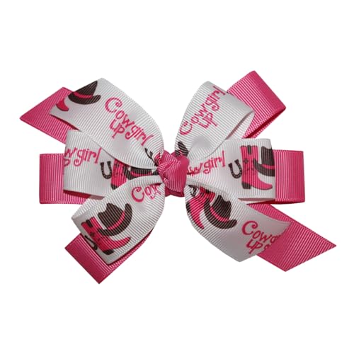 WD2U Baby Girls 5" Pink Cowgirl Up Rodeo Boots Grosgrain Hair Bow Stretch Headband3