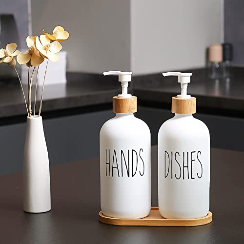 Hniuyun Glass Soap Dispenser Set of 2, Glass Soap Dispenser Bottle with Pump - Image 3