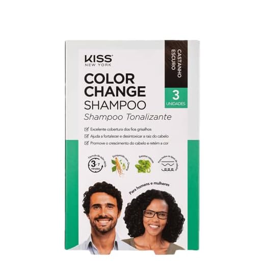 KISS NEW YORK Color Change Shampoo - Shampoo Tonalizante Castanho Escuro