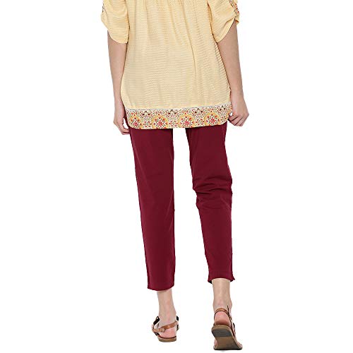 Image of GO COLORS Cotton Stretch Kurti Pants Full Length for Women | Breathable, Mid Rise, Tall