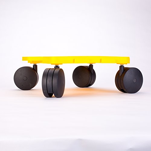 Cosom 16 Inch Plastic Instructor Scooter Board With 5 Inch Non-Marring Ultra Glide Casters And Safety Guards For Physical Education Class, With Safety Handles, Sitting Scooter Board, Yellow #TOP2