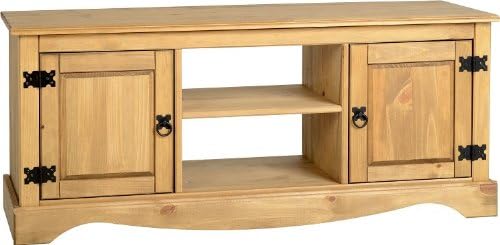 Seconique Corona 2 Door 1 Shelf Flat Screen TV Unit, Wood, Distressed Waxed Pine, 419.95x1219.95x109.95 cm
