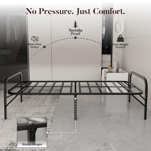 Image of beAAtho Metal Folding Single Bed Without Mattress | Guest Bed | Easily Storable Bed | Space Saving Single Bed | Sturdy Bed Frame (2.5ft x 6ft) (Without Mattress)