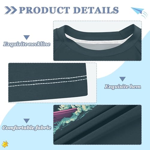 T-rex Dinosaur Surfing Dark Girls Bathing Suit Short Sleeves Beach Tops Swimwear Beach Tops 3T3