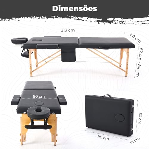 BKZA - MSG 102 - Cama Maca de Massagem Portátil Premium, Divã Cama de Tatuagem, Estética, Massoterap