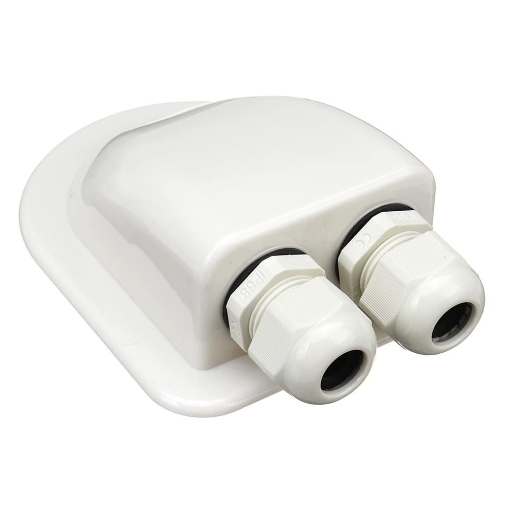 Kogedss Double Hole White Camper Accessories Caravan Solar Car Junction Box Roof Wire Entry Solar Cable Motorhome Junction Box Rv Caravan Accessories(Double Hole White)