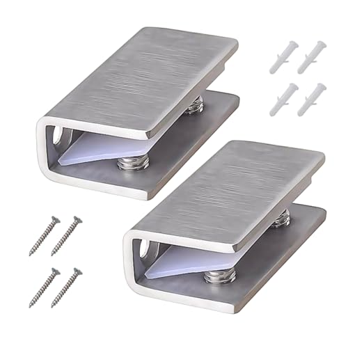 2 Pièces Pince de Support de Verre, Support Étagère Verre, Pince à Verre en Acier Inoxydable 304 Réglable avec Vis et Tube d'Expansion pour Tablettes en...