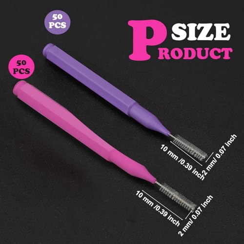 Image of Patelai 100 Pieces Braces Dental Brush for Cleaner Interdental Toothpick Dental Tooth Flossing Head Oral Hygiene Flosser Toothpick Cleaners Tooth Tool(Pink,Purple,Suitable Size)