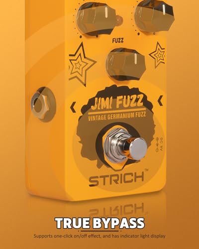 Image of STRICH Jimi Fuzz Guitar Pedal, Compact Electric Guitar Mini Fuzz, Classic Sound, Adjustable Vol /Tone /Gain Controls, True Bypass for Electric Guitar, Orange