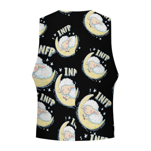 MBTI INFP Sheep Sleeping On Moon Casual Suit Vest for Men Formal Business Dress Regular Fit Waistcoat Tuxedo4