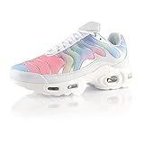 Fusskleidung® Damen Herren Sportschuhe Dämpfung Sneaker leichte Laufschuhe Weiß Pink Blau EU 36