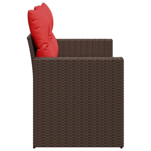 Canapé de jardin 2 places en polyrotin marron avec rangement imperméable - 6